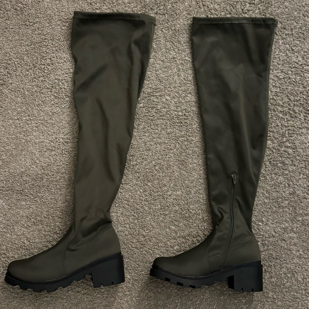 Olive Over-the-Knee Boots